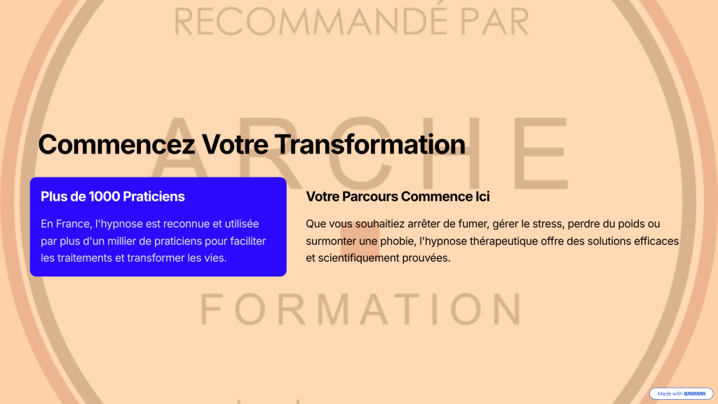 commencez votre transformation
1000 praticiens