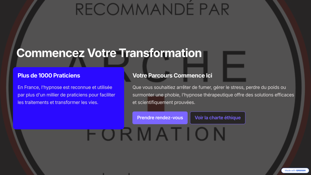 commencez votre transformation
1000 praticiens