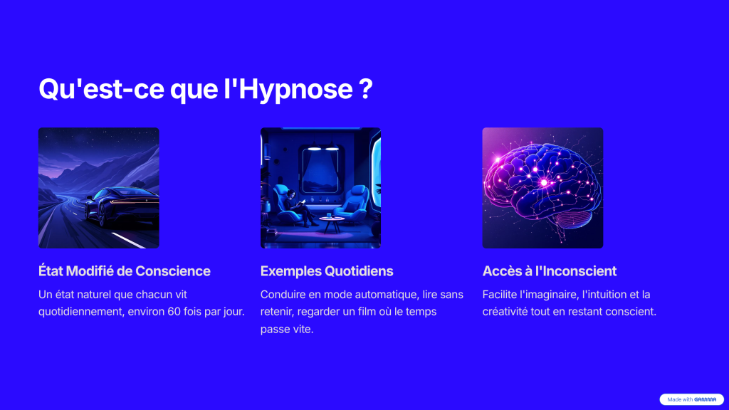 qu est ce que l hypnose
etat modifié de conscience acces à l inconscient