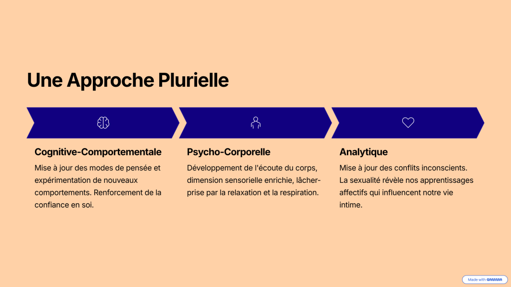 une approche plurielle
cognitive comportementale
psycho corporelle
analytique